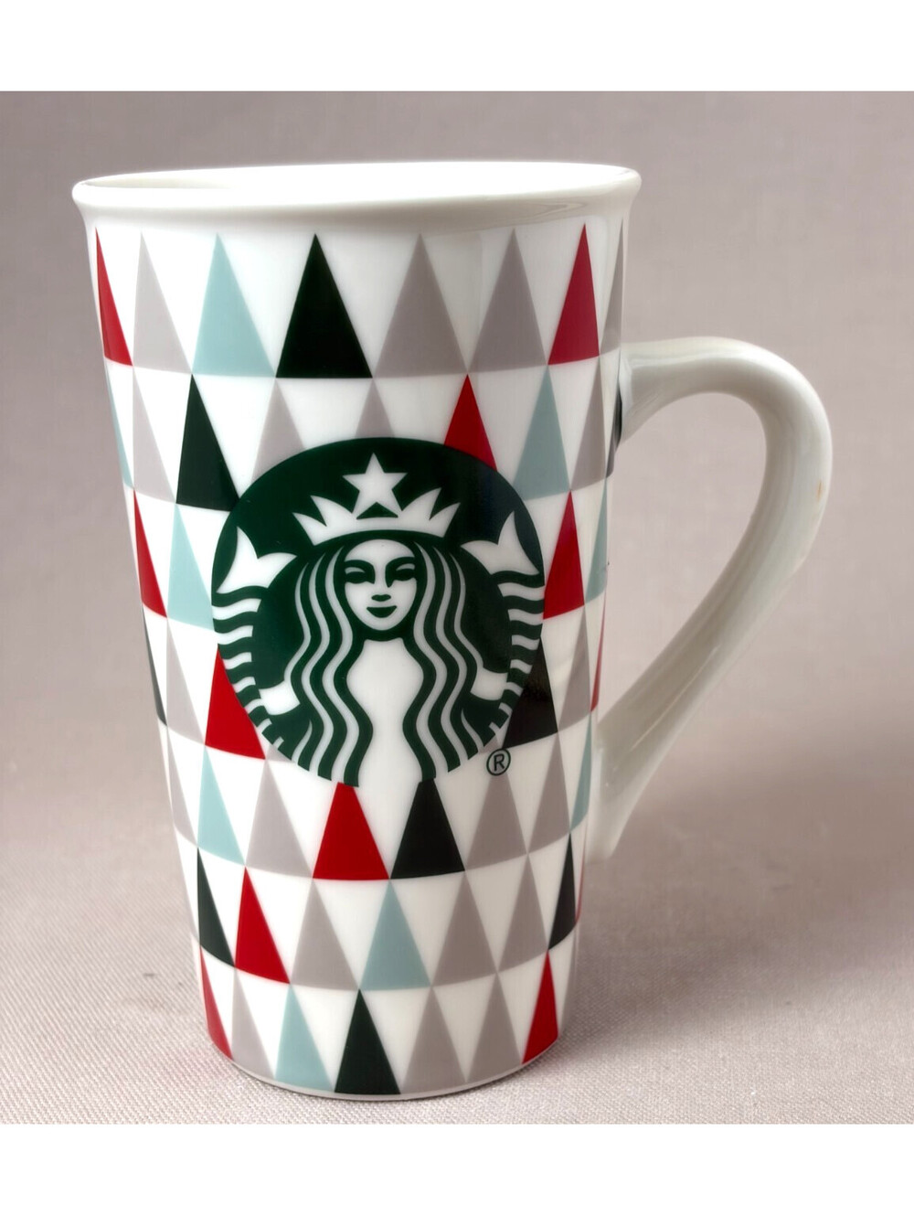 Starbucks Tall Coffee Mug 16 oz Siren Logo Geometric Triangle Pattern Cup Grande